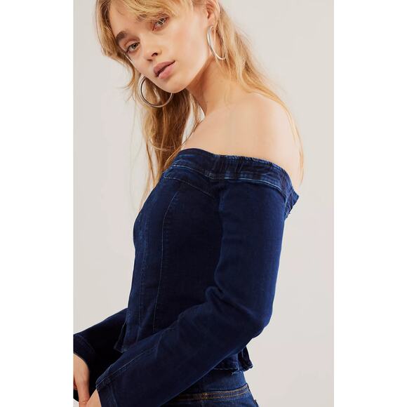 NWT Free People Up And Go Denim Top - Medium - Picture 3 of 4